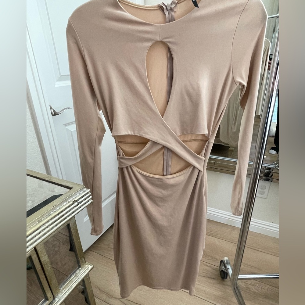 Blanc tan, long sleeve dress, worn once,
